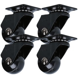 MS Beschläge Modern Black Furniture Castor, Designer Furniture Transport Castor, 360° Rotatable Screw-On Plate, Polyurethane Swivel Castor, Ball Bearing (Diameter 35 mm, 4)