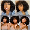 Short Bob Human Hair Wigs with Bangs None Lace Front