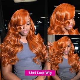Bling Hair 180 Density Orange Ginger Body Wave 13x4 13x6 5x5 HD Lace Frontal Colored Wig Human Hair Glueless Wigs For Woman Natural Hairline - Lace: 13x4 Body Wave, Length: 22inch