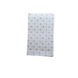 N'icePackaging 100 Qty 4" x 6" Decorative Flat Paper Gift Bags - Silver Polka-Dot on White Bags - for Sales/Treats/Parties Cookies/Gifts