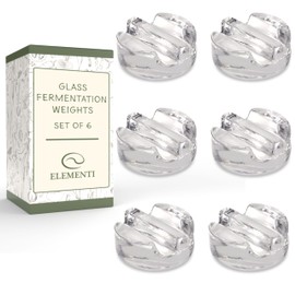 Elementi Fermentation Weight Set of 6 - Fermenting Weights, Glass Fermentation Weights, Canning Weights, Glass Weights for Fermenting Wide Mouth Mason Jars, Pickling Weights Glass with Handles