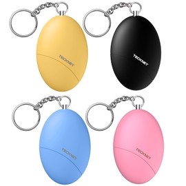 TECKNET Personal Safety Alarm for Women, 4 Pack Self Defense Keychain, 140dB Personal Alarm Loud Siren Safety Keychain for Girls Kids Elderly(Pink & Black & Yellow & Blue)