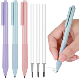 Ainiv Retractable Inkless Pencil, 3 Sets Reusable Infinity Pencil with Extra 3 Replaceable Lead Refills, Cute Everlasting Pencil for Writing, Drawing, Drafting, Home Office School Supplies