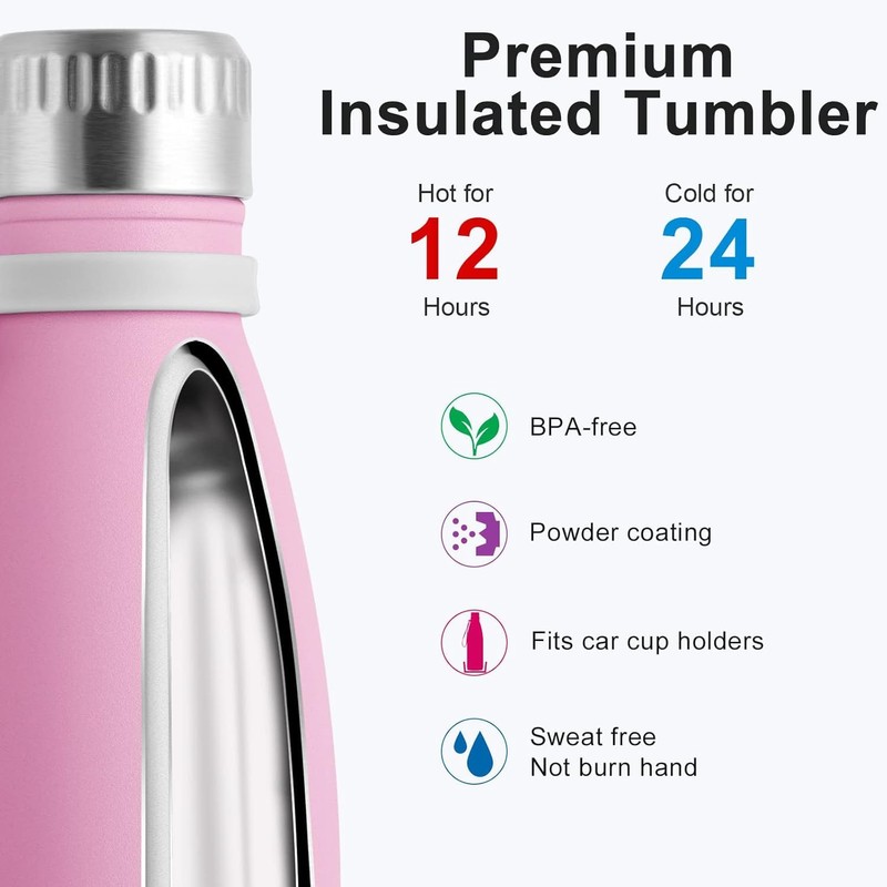 koodee 12 oz Stainless Steel Water Bottle Double Wall Vacuum