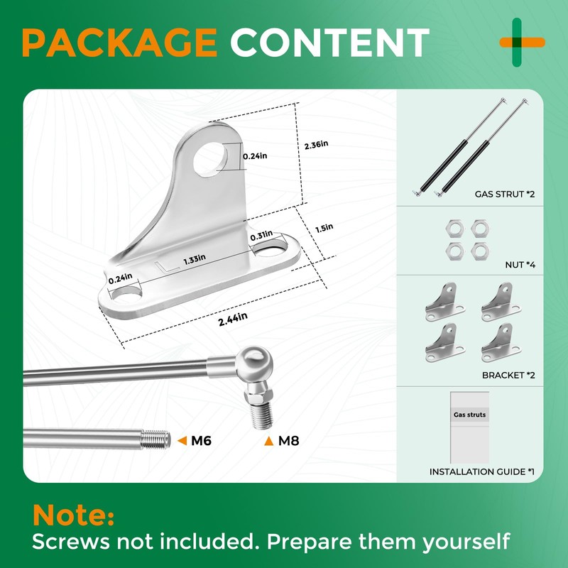 HUOPO 20 inch Gas Struts for Heavy Lid, 100lb/445N Lift
