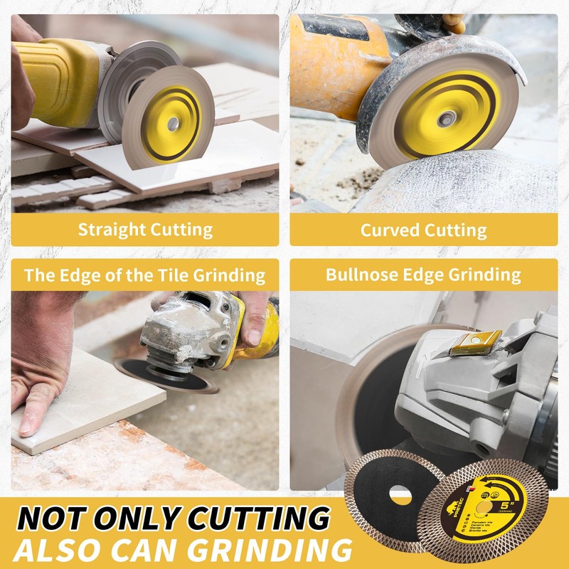 PRETEC Diamond Saw Blades, 5" Tile Blade for Angle Grinder,