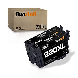 Run Star Remanufactured 220 Black Ink Cartridge Replacement for Epson 220 XL 220XL 220 220XL Black for WF-2760 WF-2750 WF-2660 WF-2650 WF-2630 XP-424 XP-420 XP-320 Printer (2-Pack)