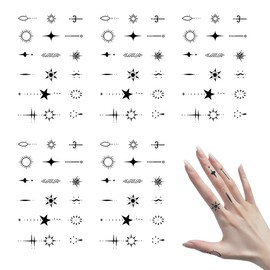 HAMKU Pack of 5 Leaves Finger Temporary Tattoos for Women, Semi Permanent Adult Realistic Henna Tattoo, Tiny Small, Waterproof