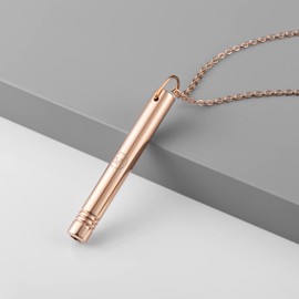 VIGLORY Stress and Anxiety Necklace, Mindful Breathing Necklace, Calming and Relaxation Tool, Meditation Stress Relief Gifts for Men and Women, Quit Smoking Aid (Rose Gold)