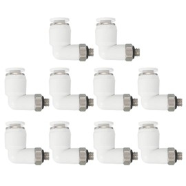 PATIKIL M5 Push to Connect Fitting, 2 Pack 4mm Pneumatic Air Elbow Quick Connector Male Thread 90 Degree Connect 4mm Tubing Elbow Air Tube Fitting Pneumatic Quick Connect Adapter, White