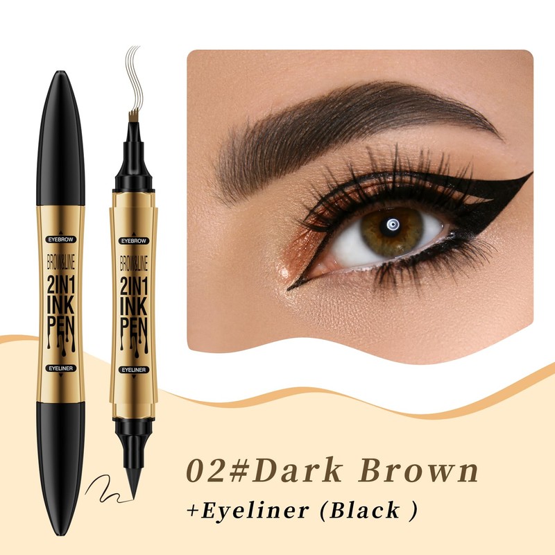 Zamus 2 en 1 Lapiz de Cejas y Delineador Ojos,