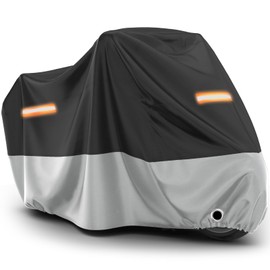 Favoto Motorcycle Cover Waterproof Outdoor - All Season Sun Protection Universal Fit Oxford Cloth with Lock-Holes Rain Snow Dust Proof Fits up to 86.6" Motorbikes Vehicle Motorbike Cover