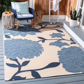 SAFAVIEH Courtyard Collection 8' x 10' Beige/Blue CY7321 Indoor/ Outdoor Waterproof Easy Cleaning Patio Backyard Mudroom Area Rug