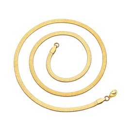 Philip Jones Gold Plated Stainless Steel Herringbone Flat Snake Chain 16" Inch Necklace