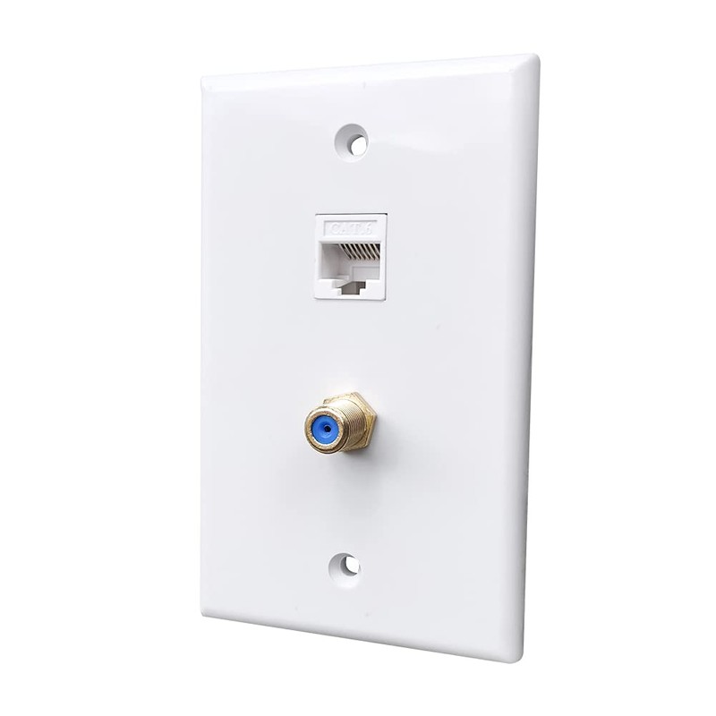 BOPLAT 90 Degree CAT6 Ethernet Coax Wall Plate Punch Down