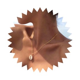 Allereya Vintage Shell Pendant Necklace Puka Shell Choker Necklace Sea Cowrie Shell Necklace Gold Cowrie Shell Necklace Jewellery for Women and Girls (Gold), Zinc