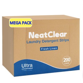 NeatClear Laundry Detergent Sheets - Fresh Linen 100 Sheets (200 Loads) - Concentrated Liquidless Laundry Soap - No Mess - Space-Saving - for Travel, Apartments, Dorms, Sink