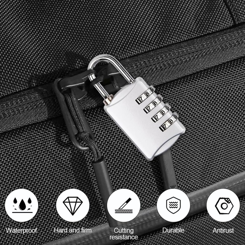 mizikuu Pack of 6 Padlock Combination Lock, 4 Digit Lock