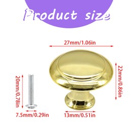 Yosawo Pack of 12 Furniture Knobs, Round Cabinet Knobs, Drawer Handles, Door Handles with Screws (Gold/27 mm)