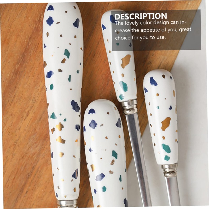 MAGICLULU 2sets Nordic Style Tableware Ceramic Handle Stainless Steel Fork