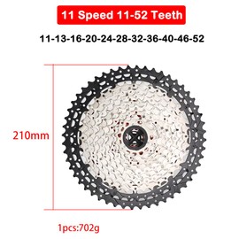 CYSKY 11 Speed Cassette 11-52T Bike Cassette Fit for Mountain Bike, Road Bicycle, MTB, BMX (Light Weight)