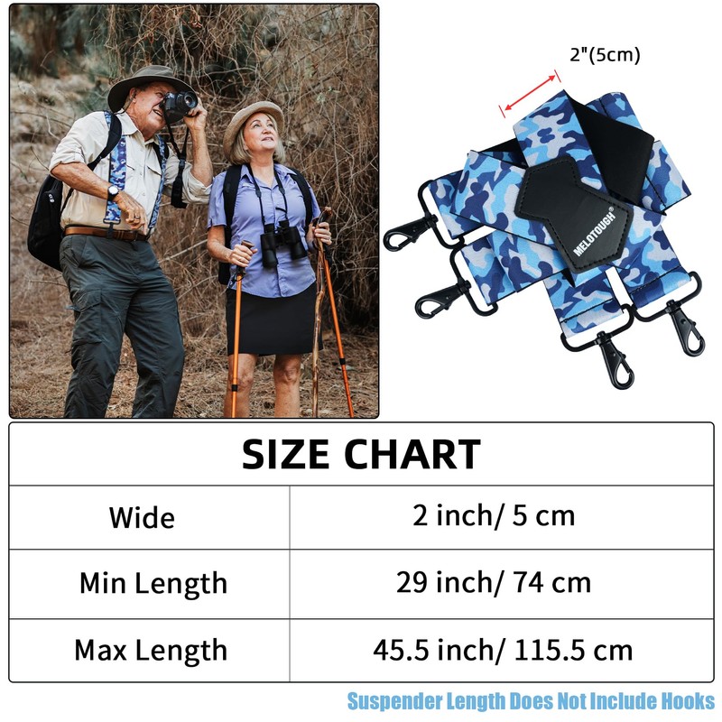 MELOTOUGH Men Suspender 2 Inch Wide Camouflage Suspender Heavy Duty