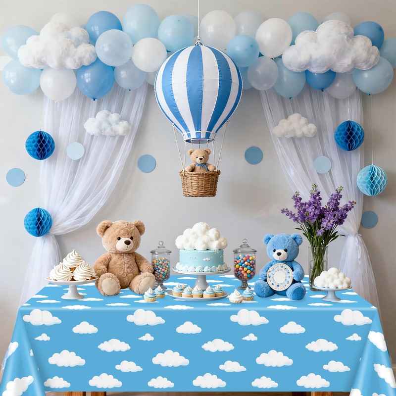 QUERICKY 2 Pack Blue Tablecloths, 137 x 274cm Blue Table