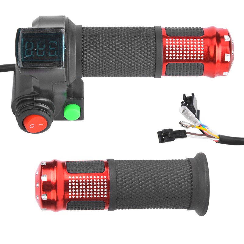 1 Pair Universal LED Voltage Display Twist Throttle for 12‑99V