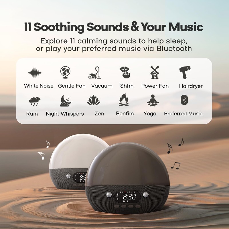 Dekala RestOnn Sunrise Alarm Clock Sunset Sound Machine 7-Day Programmable