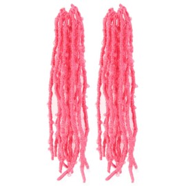 BOHOBABE 2 Packs Pink Butterfly Locs Crochet Hair 14 Inch Butterfly Faux Locs Crochet Hair Short Distressed Locs (2 Packs, Pink)