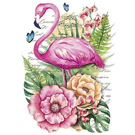 Ideen mit Herz Colour Iron-On Transfer, DIN A4, Filigree without Background, Tropical Animals, Textiles such as T-Shirts & Bags with Iron-on Motifs, Easy to Iron, DIY Textile Design (Flamingo)