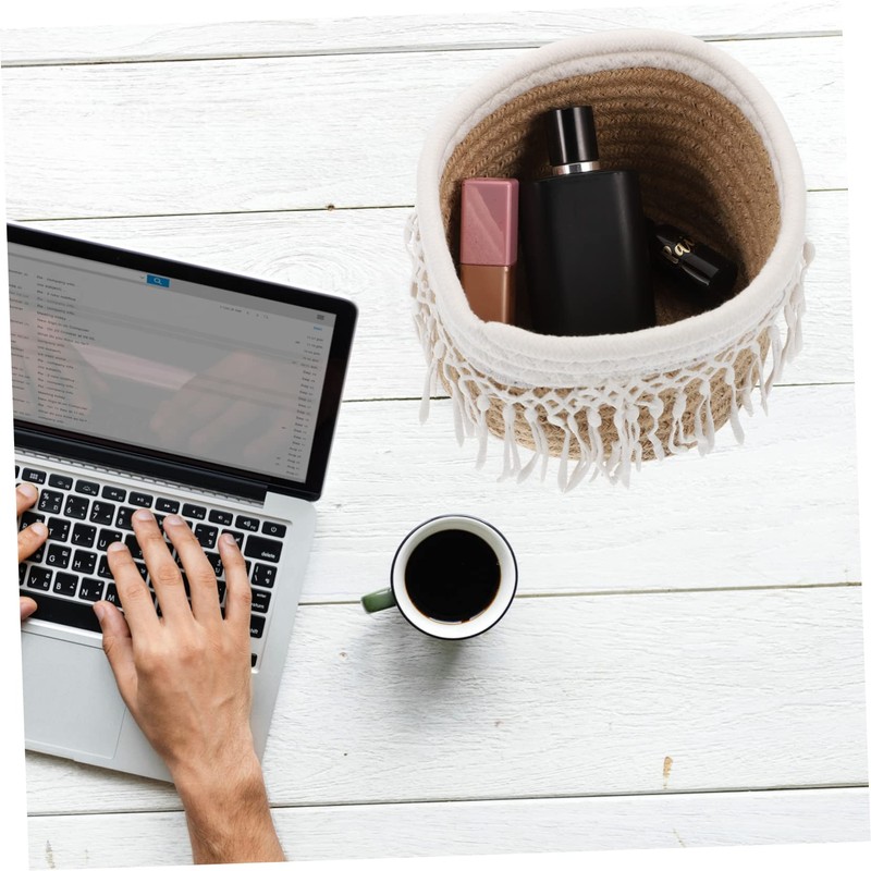 Alipis 1pc Multi-functional Cotton Thread Storage Basket Bohemian Style Organizer