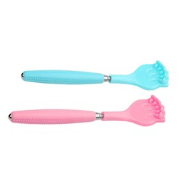 HEALLILY Back Scratcher Extending Metal Extendable Portable Backscratcher Backslap with Plastic Handles Body Massager for Child Elderly Women Men 2pcs (Blue, Pink)