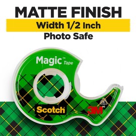Scotch Magic Tape, 1 Roll, Numerous Applications, Invisible, Engineered for Repairing, 1/2 x 800 Inches, Dispensered (119)