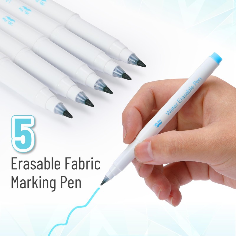 Mr. Pen- Fabric Markers for Sewing, 5 Pack, Blue, Erasable,