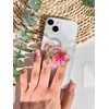Pressed Pink Flowers Phone Grip Holder,Handmade Expandible Collapsible Transparent Cell