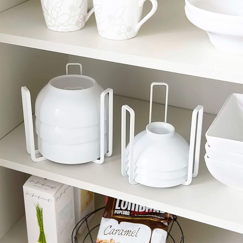 VANRA ボウルラック ボウル収納スタンド 椀・ボウルストレージ 食器ラック ２個セット キッチン用 (ホワイト)