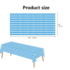 CKCSHI Oktoberfest Tablecloth, Octoberfest Party Decorations, Blue White Diamond Checkered Table Cover for Oktoberfest Party Picnic Tablecloth Decorations (137 x 274cm)