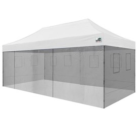 Eurmax USA Screen Wall Food Service Canopy Wall Kit for 10 x 20 Pop Up Canopy Tent,Enclosure Mesh Wall Kit 4 Walls ONLY,NOT Including Frame and Top(Black)