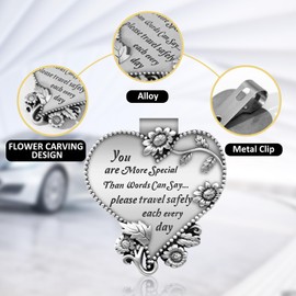 Aleiport Heart-Shaped Car Visor Clip, Driving Safety Prayer Religious Car Gifts for New Driver Teen Boys Girls Parent Family Friends, New Car Gifts