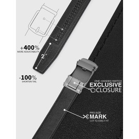SKiporty Mens Belt,Ratchet Belts for Men Leather 1 3/8'' Adjustable for Dress Jeans A-Jet Black 28" to 34" Waist Adjustable