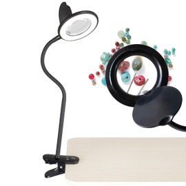 OttLite LED Lamp Clip On Magnifying Glass with Light – Optical Grade Magnification, Adjustable Arm, ClearSun LED Technology for Crafting & Needlework, Great Desk Lamp, Book Light, Reading Lamp