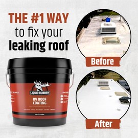 Liquid Rubber RV Roof Coating Solar Reflective Sealant Waterproof Trailer Roof Repair Kit Includes: RV Roof Coating 1 Quart, Seam Tape - 4"x12.5', 1 Tube RV Lap Sealant