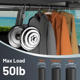 Qufiona Heavy Duty Car Clothes Hanger Bar 30-64 Inches - Wrinkle Free Telescopic Clothes Rack for Vehicles, SUV, Truck
