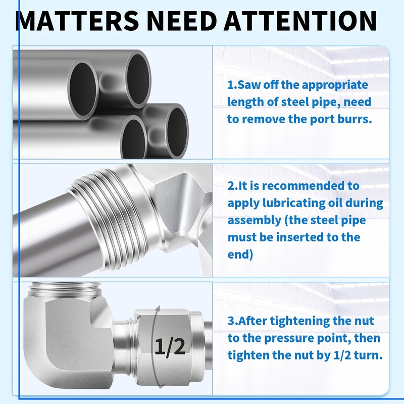 ChillWaves 304 Stainless Steel Compression Tube Fitting, 3/8" OD x