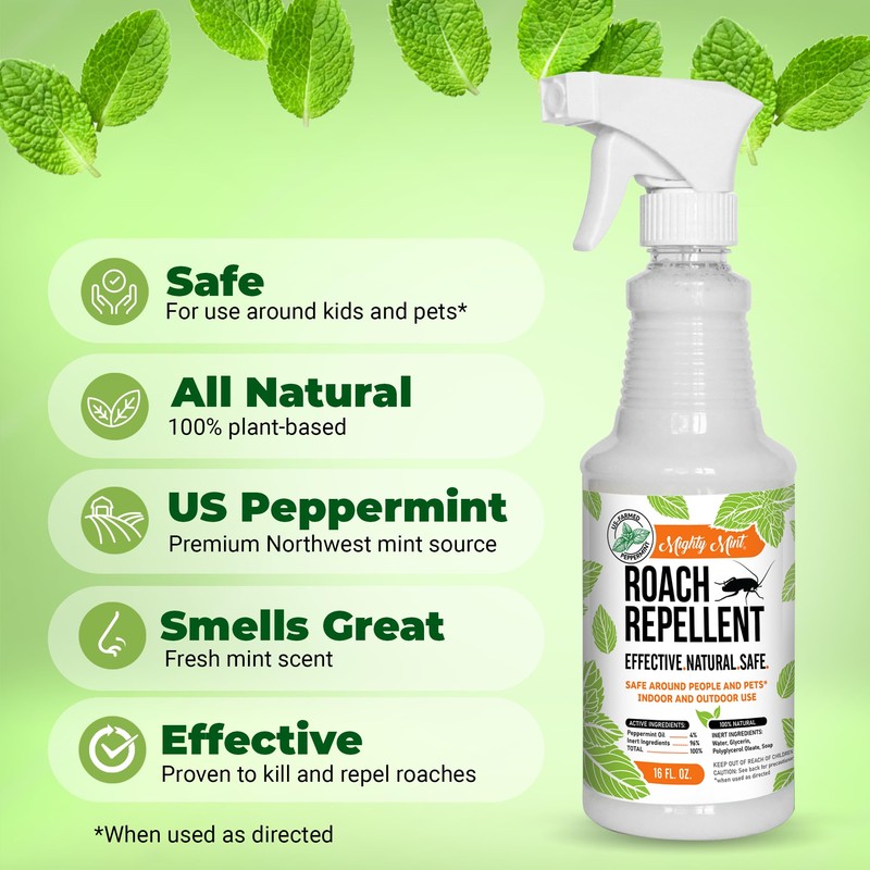 Mighty Mint Peppermint Oil Roach Repellent Spray – Natural Cockroach