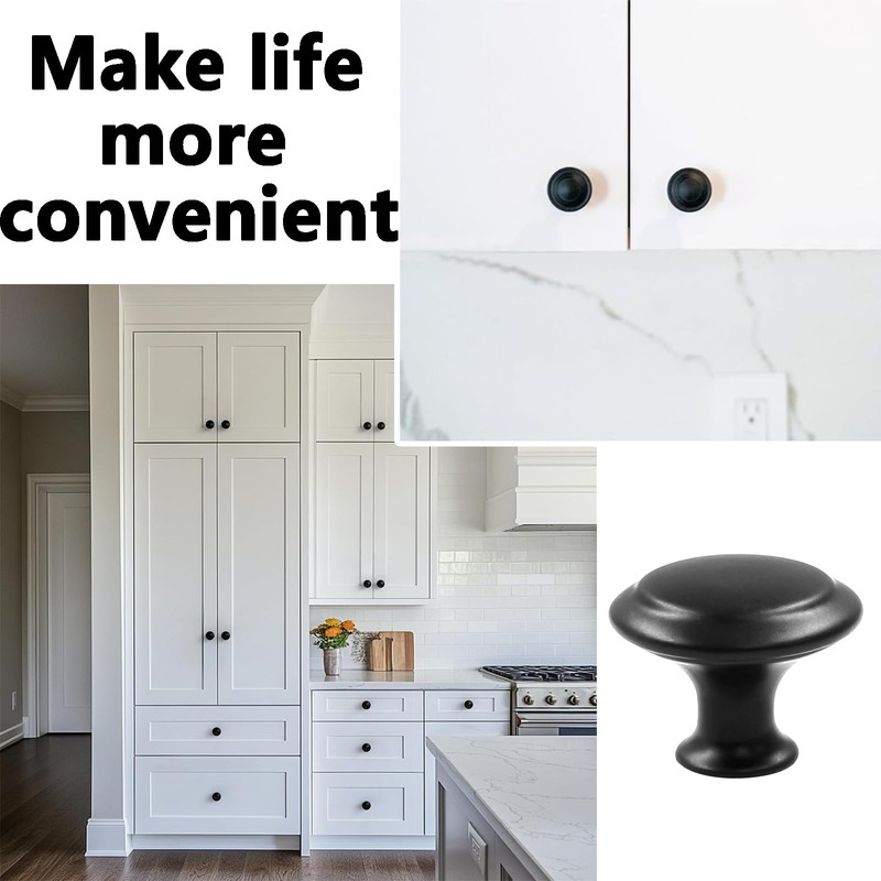 16 Pack Black Door Knobs, Drawer Knobs, Cupboard Door Knobs