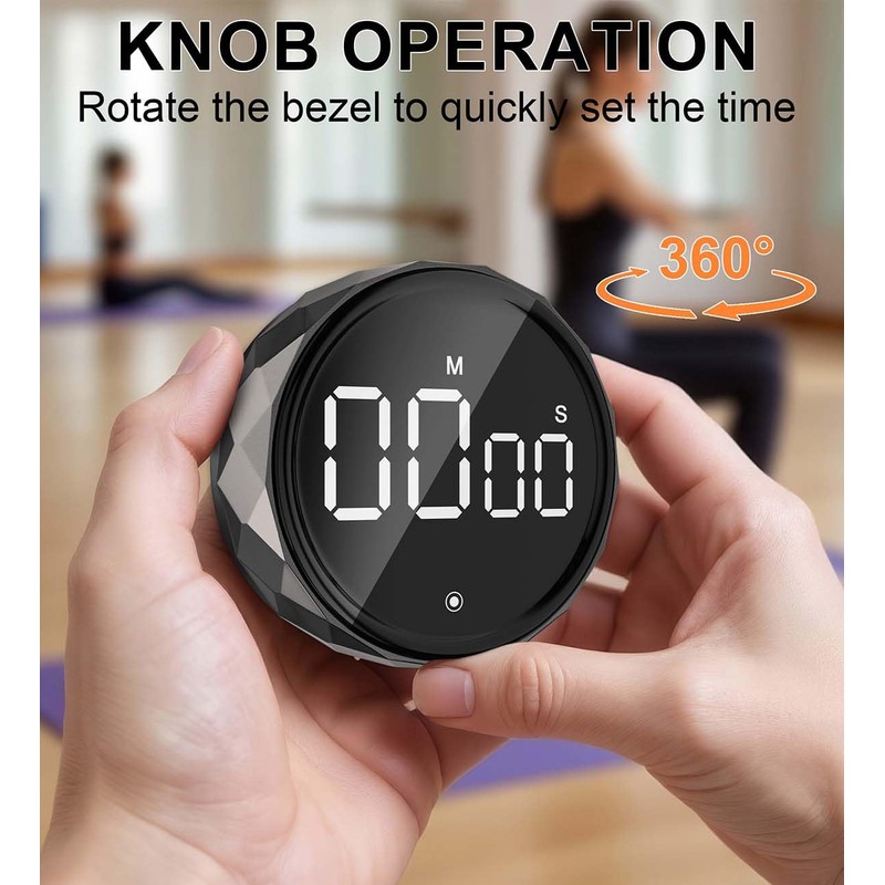 Round Digital Kitchen Timer, Magnetic Countdown Countup Timer with Large