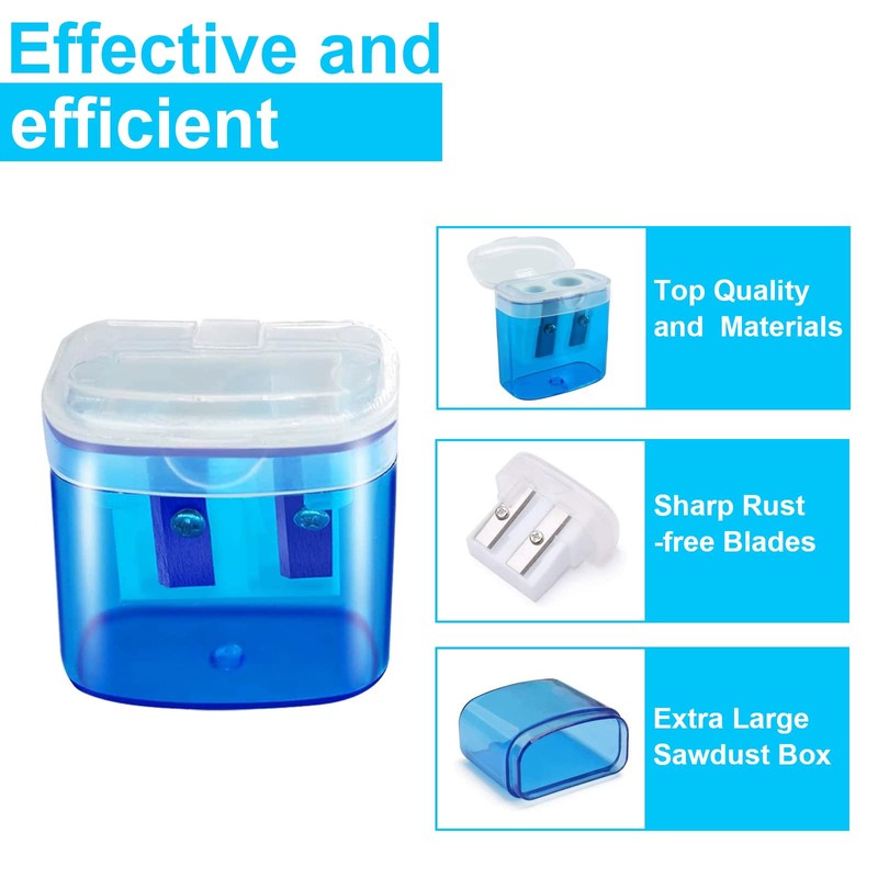 DOETYD 4pcs Pencil Sharpener 4 Color Dual Holes Manual Sharpener