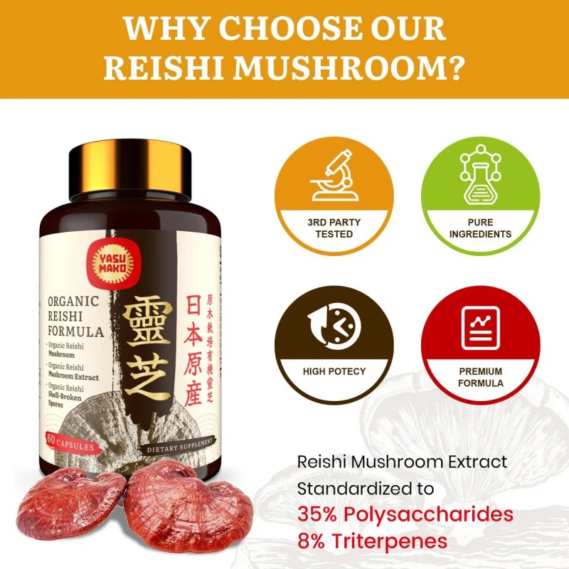 Suplemento De Hongos Reishi Japonés 800mg Con Extracto De Ho